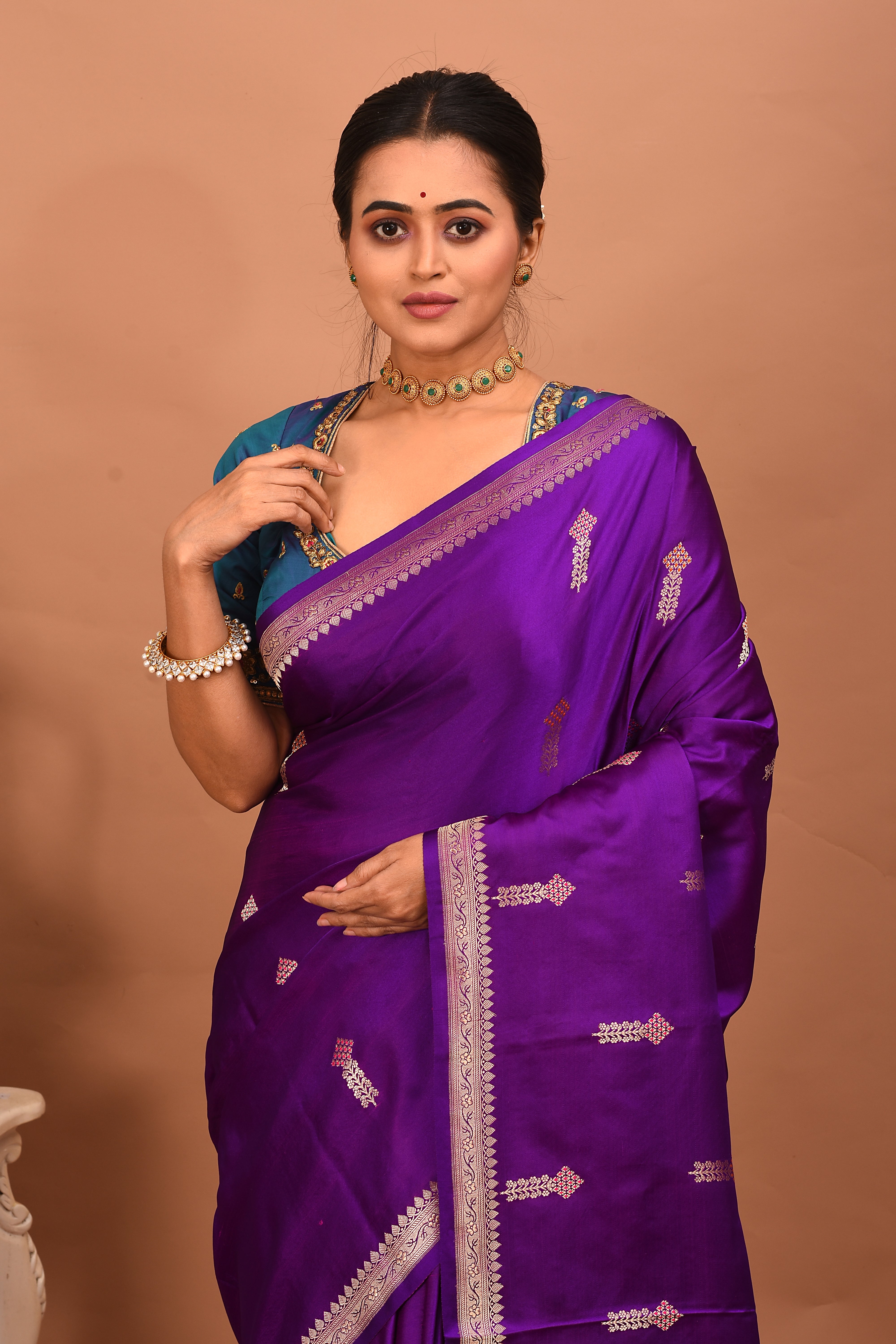 Purple Pure Mushroo Katan Silk Saree - Keya Seth Exclusive