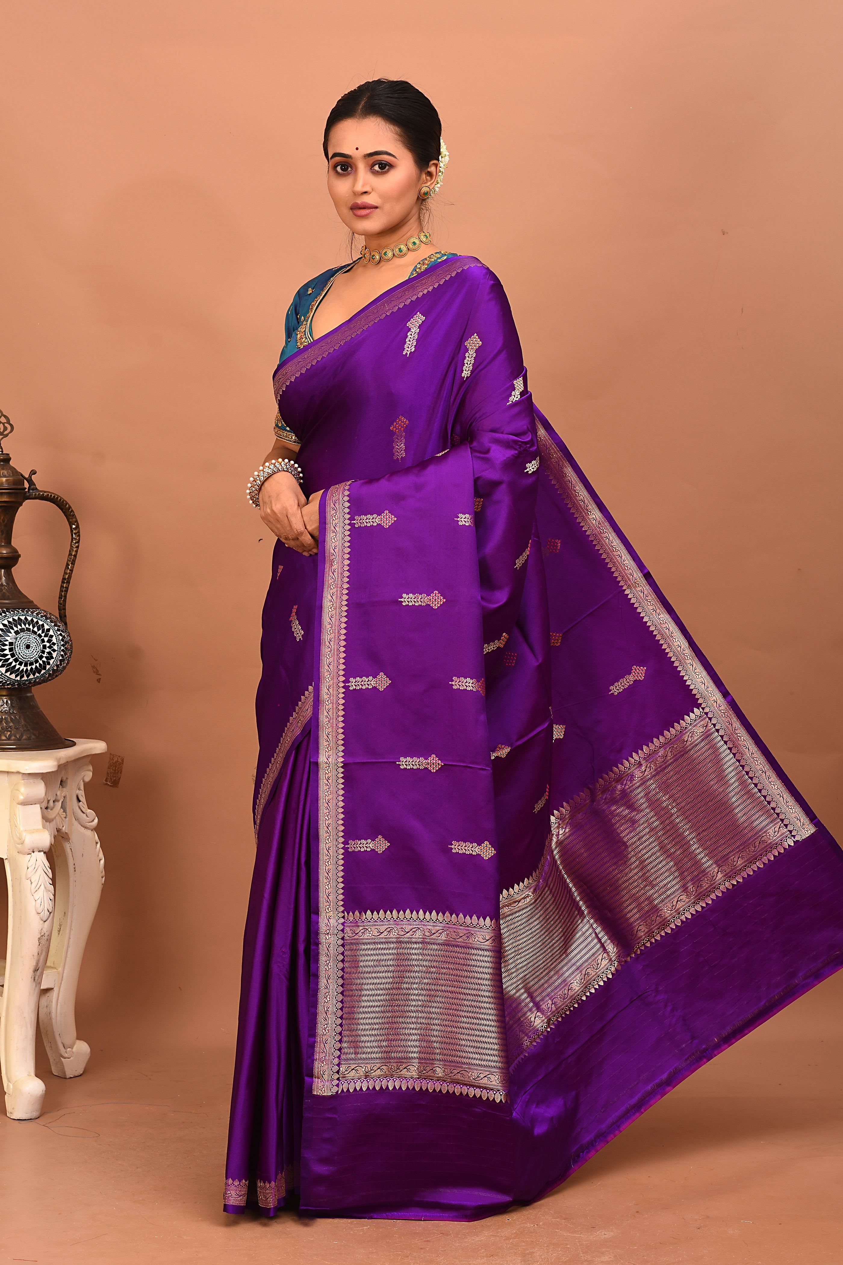 Purple Pure Mushroo Katan Silk Saree - Keya Seth Exclusive