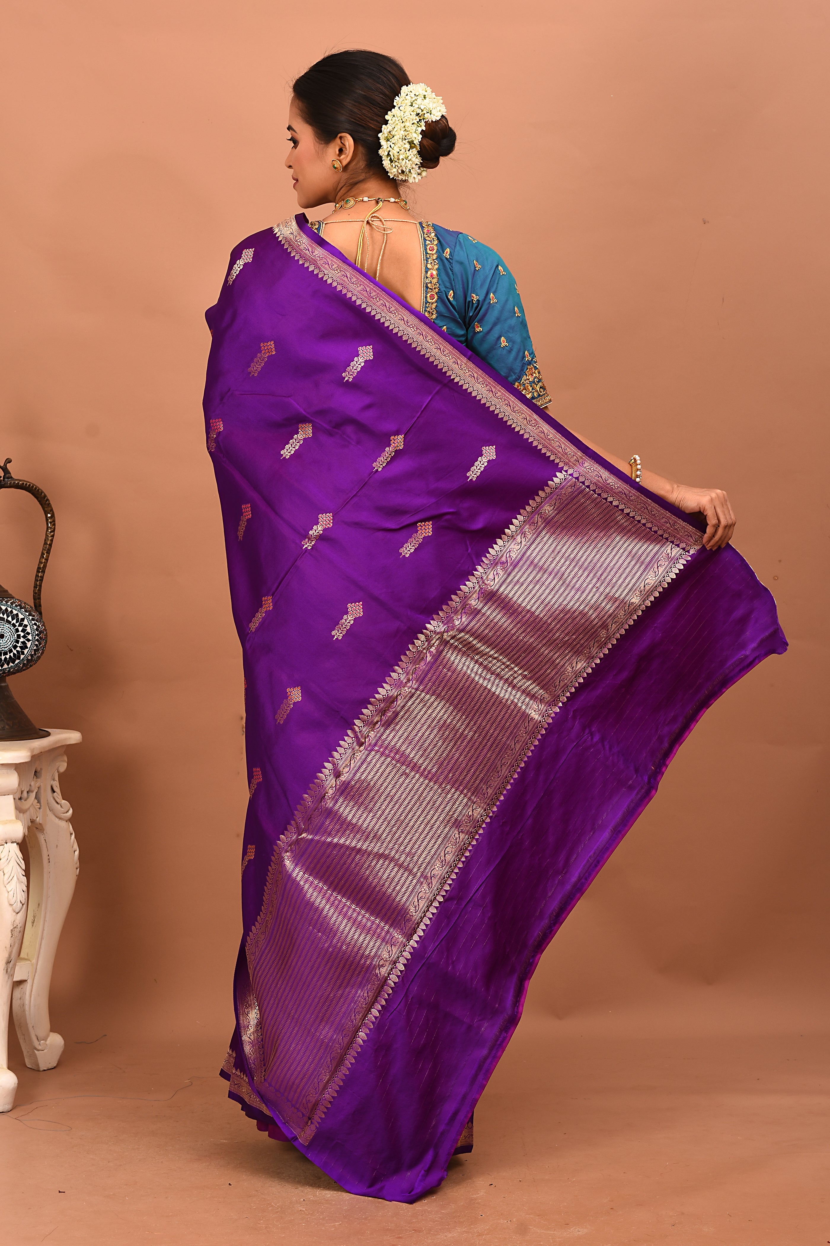 Purple Pure Mushroo Katan Silk Saree - Keya Seth Exclusive