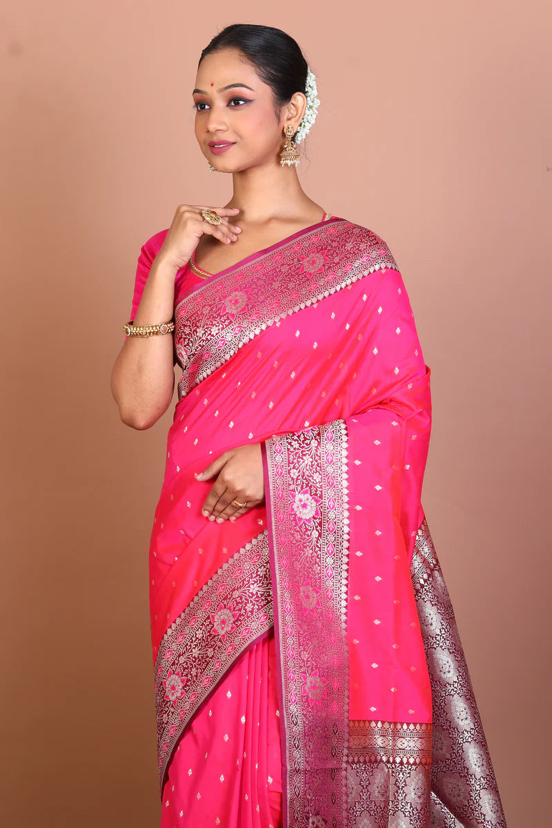Pink Blended Semi Katan Saree - Keya Seth Exclusive
