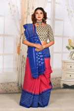 Load image into Gallery viewer, Pink and Blue Cotton Ikkat Saree - Keya Seth Exclusive
