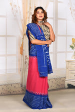 Load image into Gallery viewer, Pink and Blue Cotton Ikkat Saree - Keya Seth Exclusive
