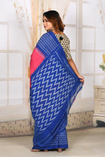 Load image into Gallery viewer, Pink and Blue Cotton Ikkat Saree - Keya Seth Exclusive
