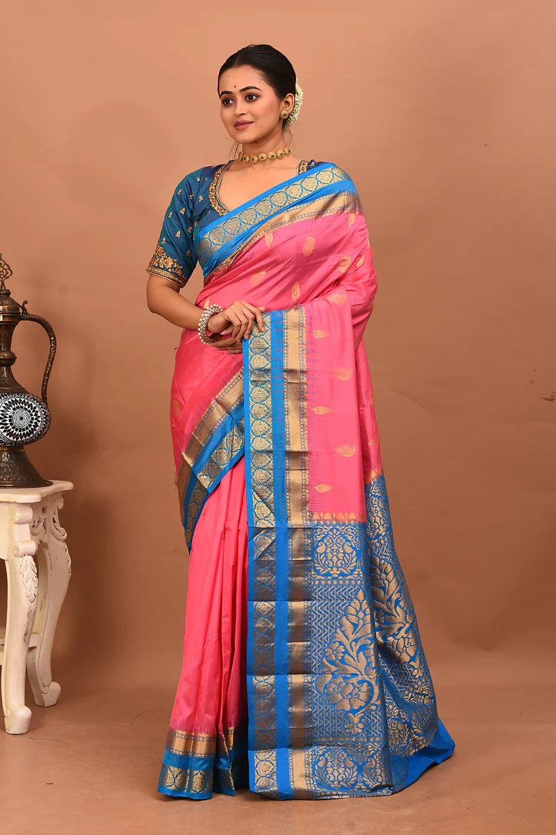 Pink Pure Kanjivaram Silk Saree - Keya Seth Exclusive