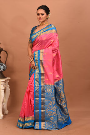 Pink Pure Kanjivaram Silk Saree - Keya Seth Exclusive