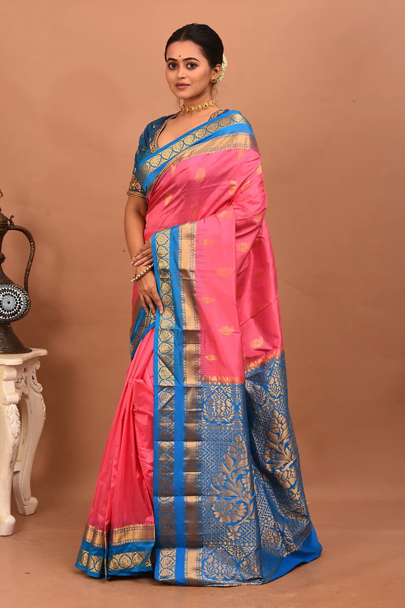 Pink Pure Kanjivaram Silk Saree - Keya Seth Exclusive