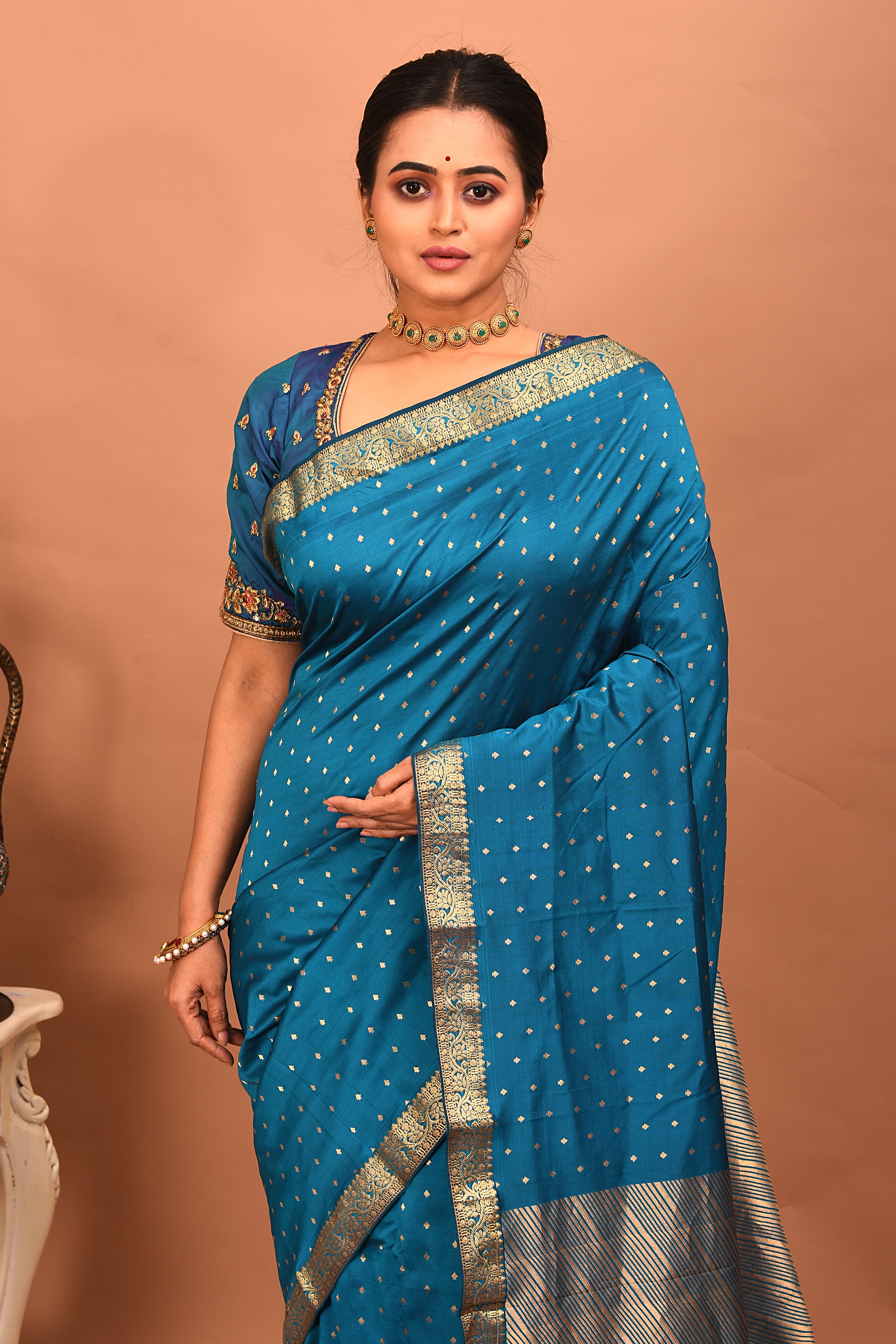 Blue Pure Kanjivaram Silk Saree - Keya Seth Exclusive