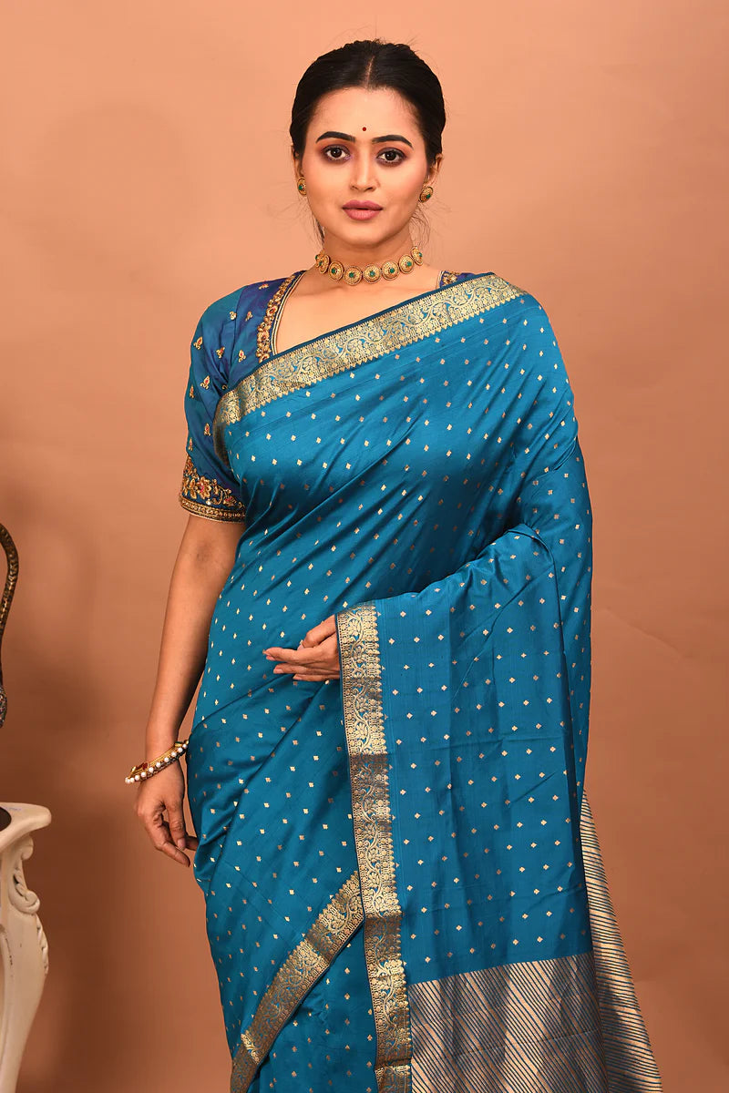 Blue Pure Kanjivaram Silk Saree - Keya Seth Exclusive