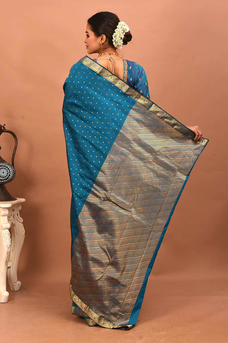 Blue Pure Kanjivaram Silk Saree - Keya Seth Exclusive