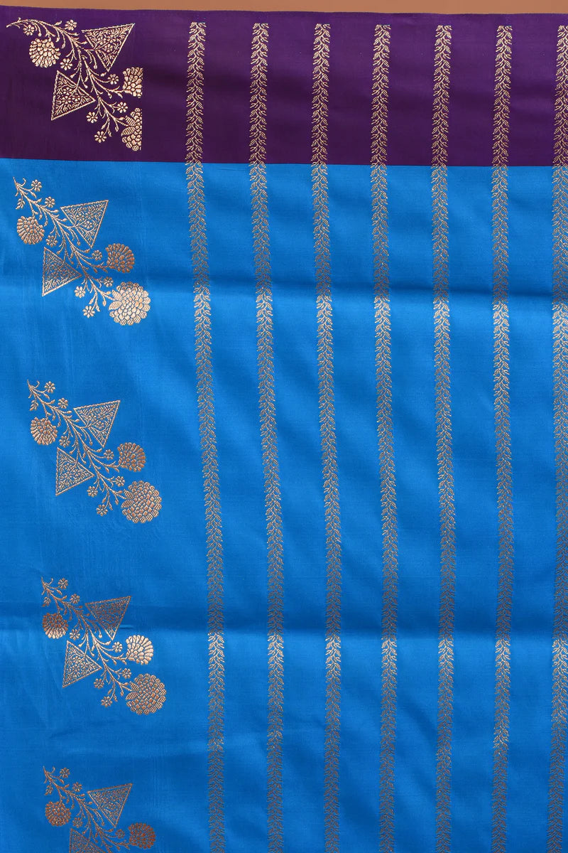 Blue Blended Mashru Silk Saree - Keya Seth Exclusive