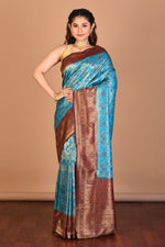 Load image into Gallery viewer, Blue Blended Art Silk Saree with Blouse Piece - Keya Seth Exclusive
