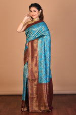 Load image into Gallery viewer, Blue Blended Art Silk Saree with Blouse Piece - Keya Seth Exclusive
