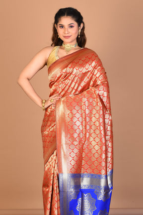 Red Blended Art Silk Saree with Blouse Piece - Keya Seth Exclusive