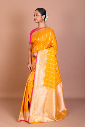 Mustard Semi Katan Saree - Keya Seth Exclusive