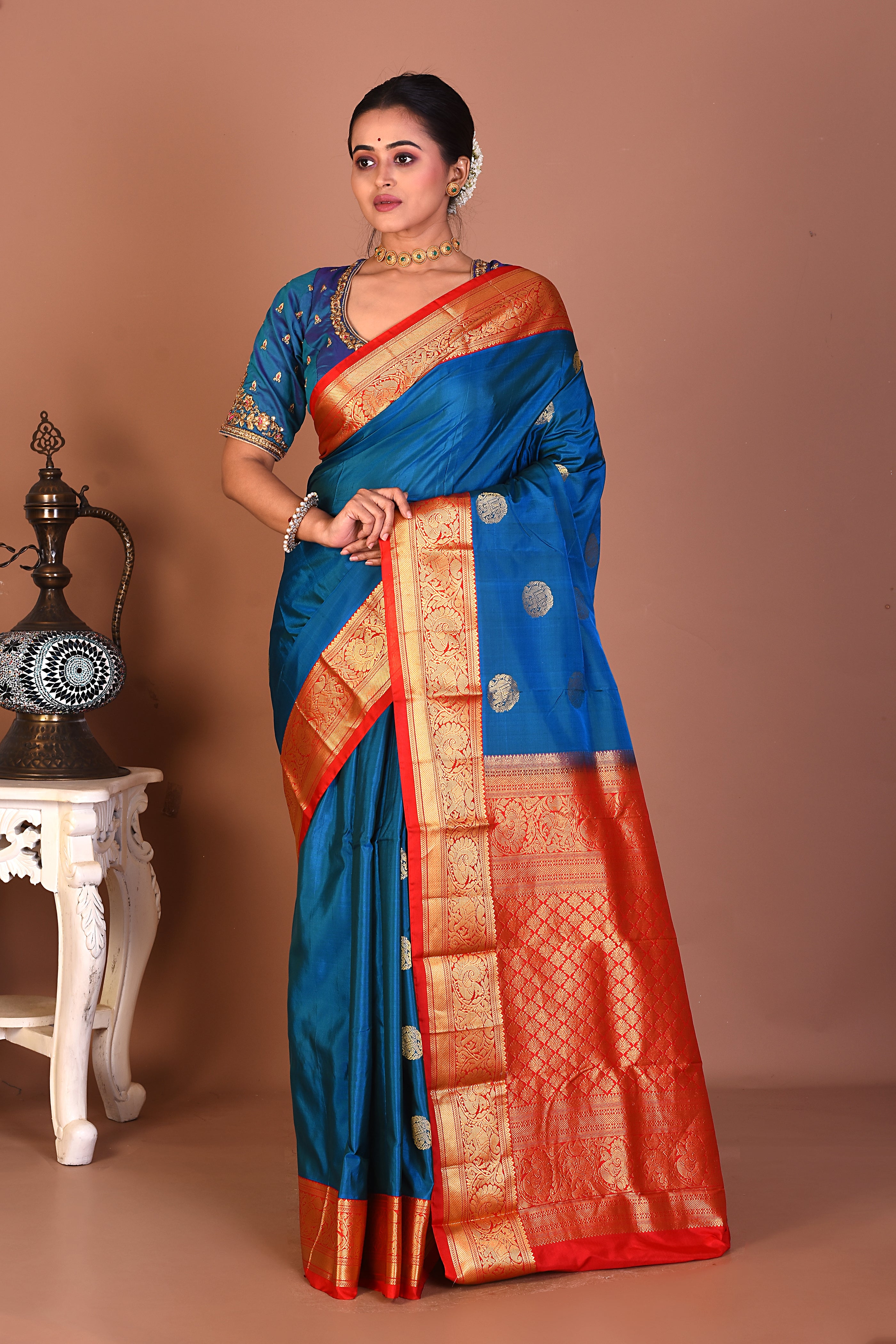 Blue Pure Kanjivaram Silk Saree - Keya Seth Exclusive
