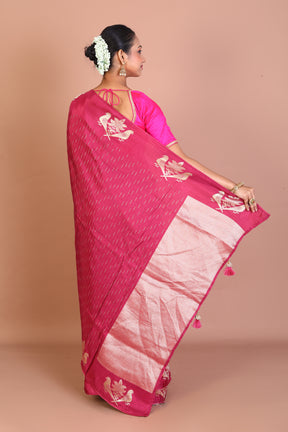 Magenta Blended Khaddi Saree - Keya Seth Exclusive