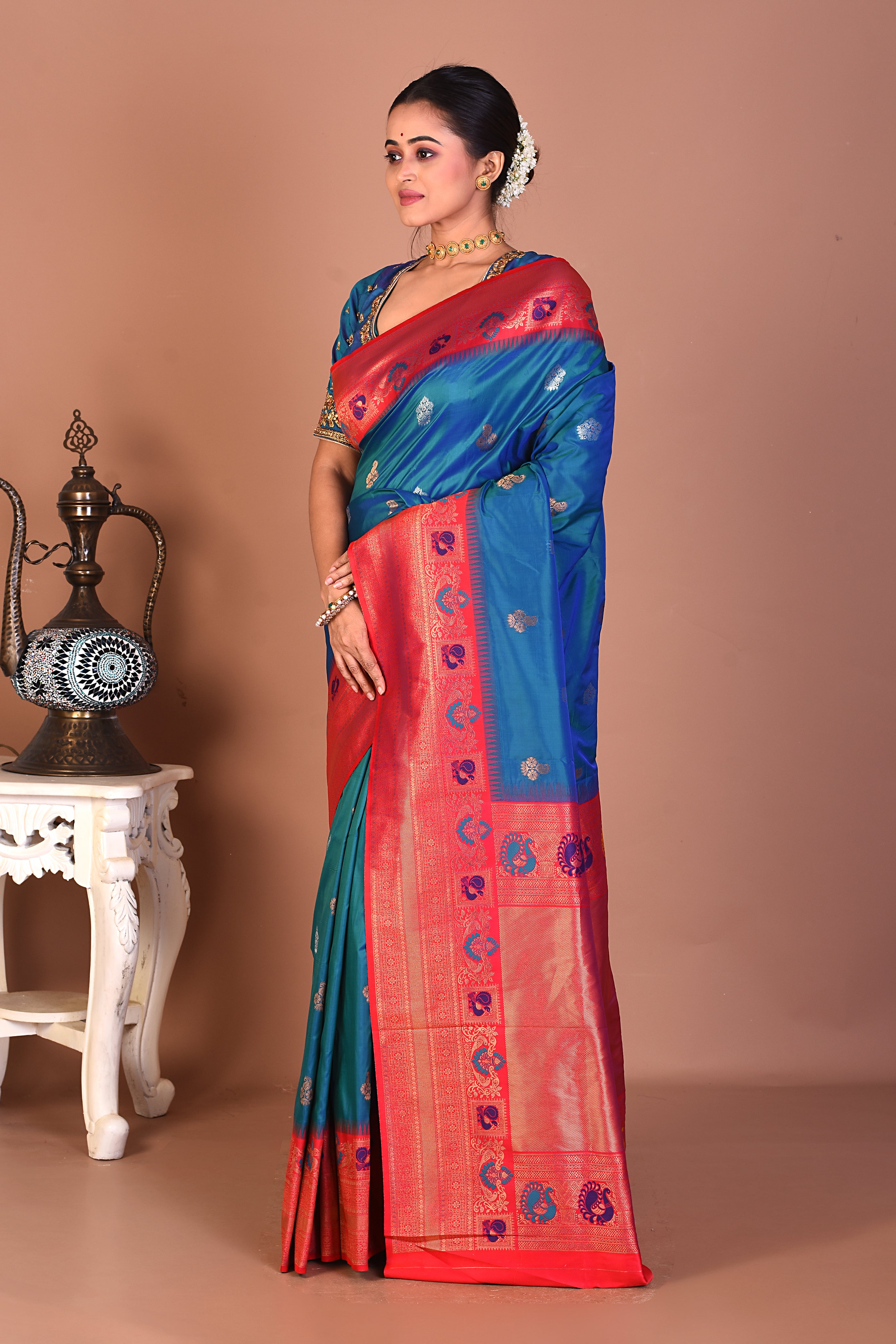 Blue Blended Tissue Saree - Keya Seth Exclusive