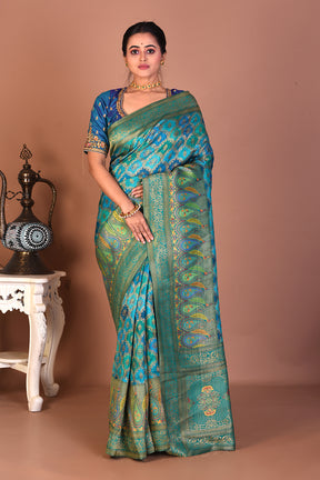 Sea Green Blended Printed Silk Saree - Keya Seth Exclusive