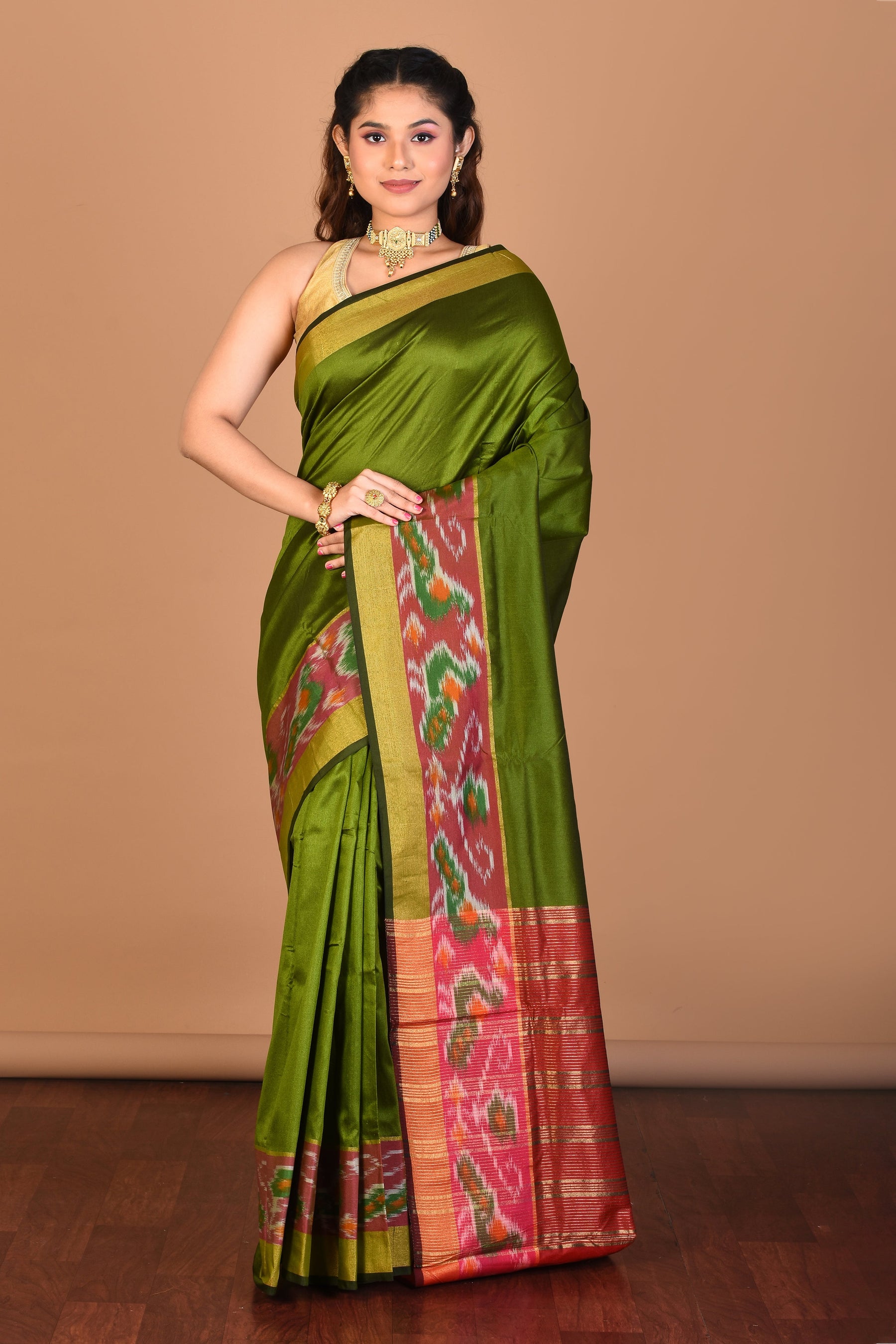 Green Blended Art Silk Saree with Blouse Piece - Keya Seth Exclusive