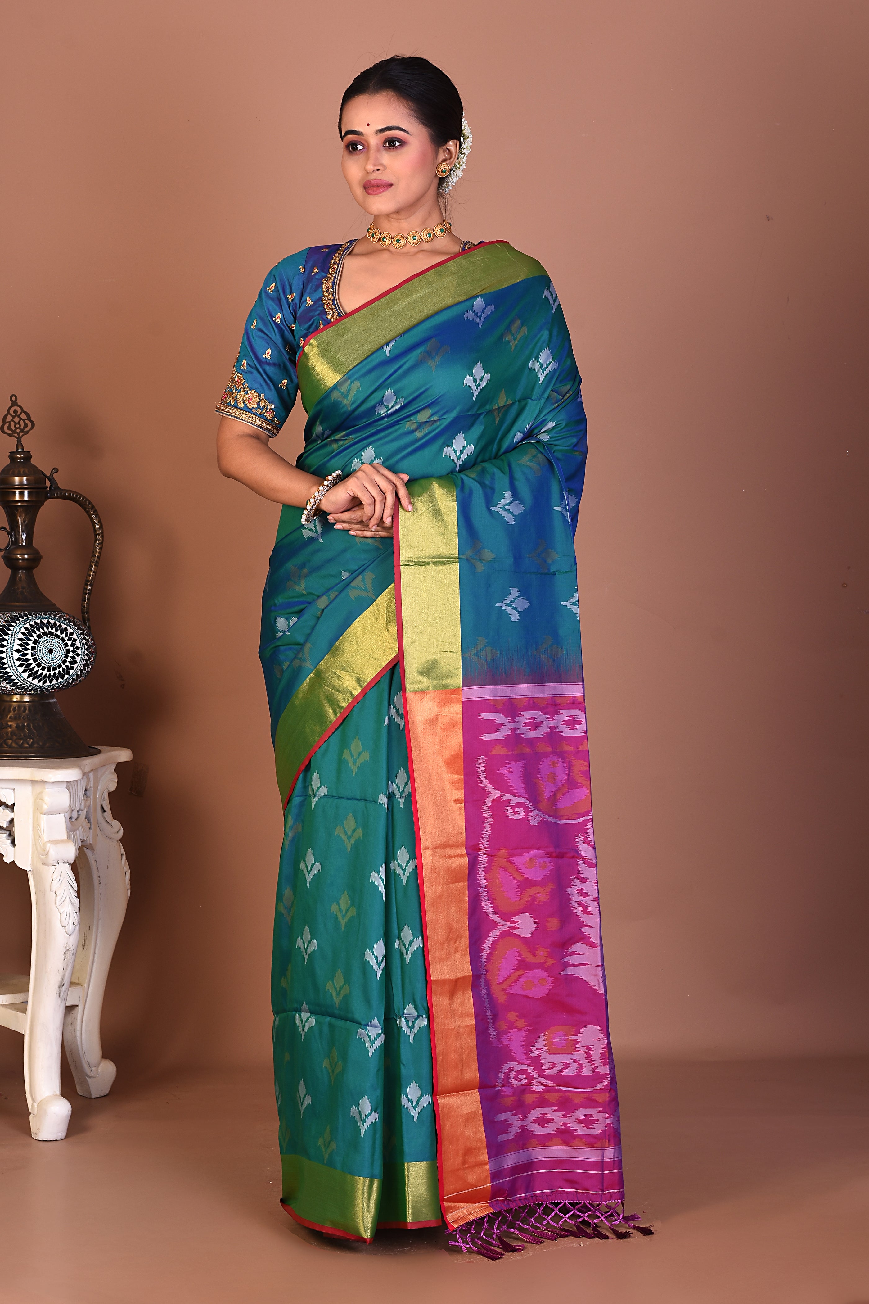 Blue Blended Bangalore Silk Saree - Keya Seth Exclusive