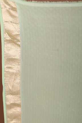 Light Green Blended Khaddi Saree - Keya Seth Exclusive