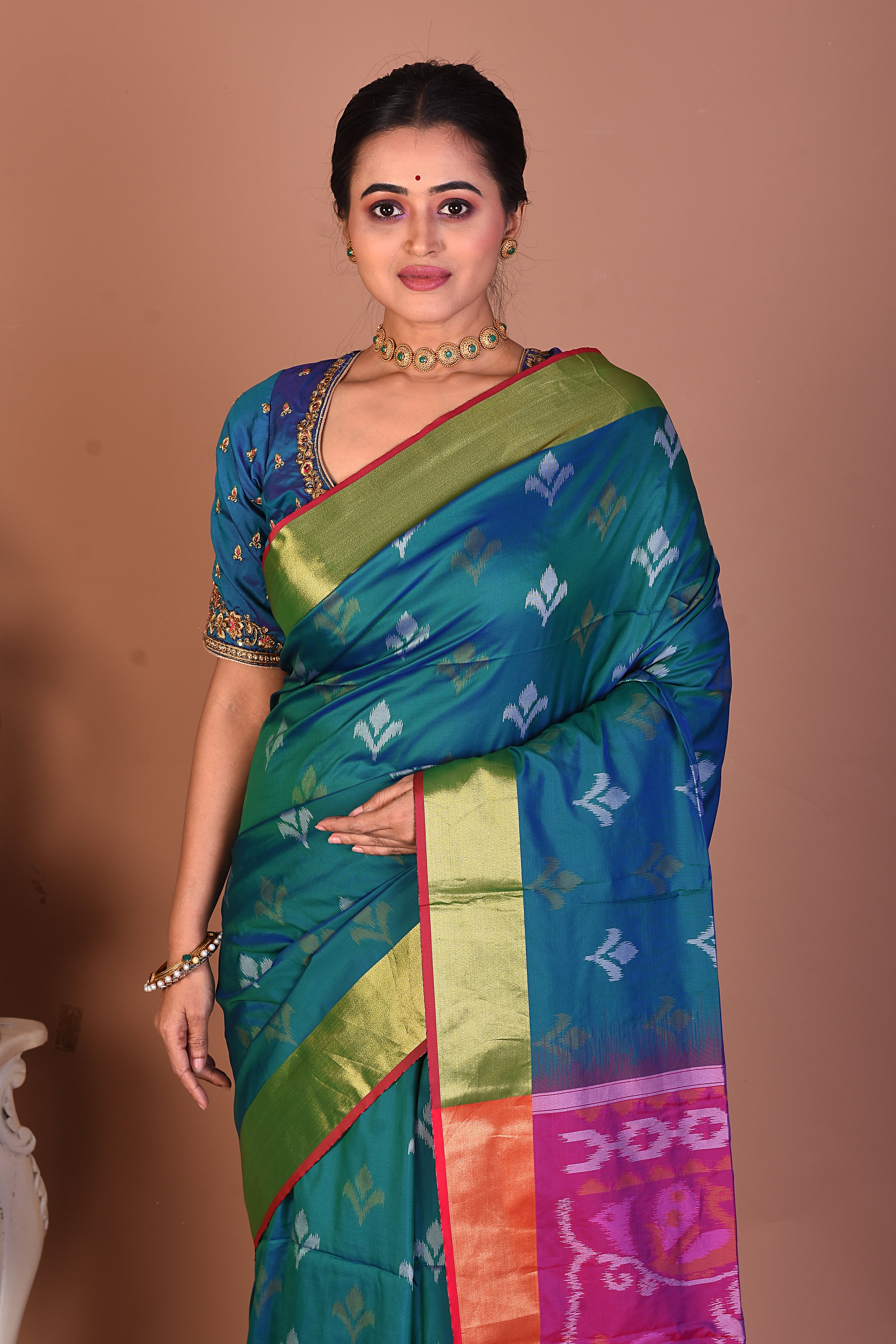 Blue Blended Bangalore Silk Saree - Keya Seth Exclusive