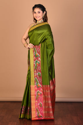 Green Blended Art Silk Saree with Blouse Piece - Keya Seth Exclusive