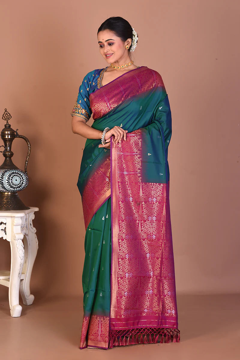Blue Blended Handloom Saree - Keya Seth Exclusive