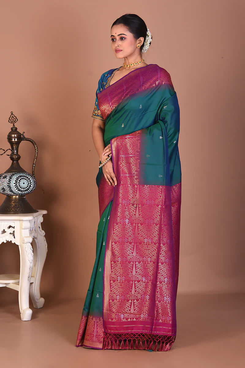 Blue Blended Handloom Saree - Keya Seth Exclusive