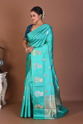 Sea Green Pure Katan Silk Saree - Keya Seth Exclusive
