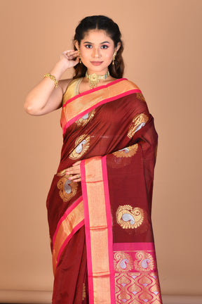 Red Blended Art Silk Saree with Blouse Piece - Keya Seth Exclusive