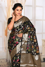 Load image into Gallery viewer, Black Organza Saree with Golden Border - Keya Seth Exclusive
