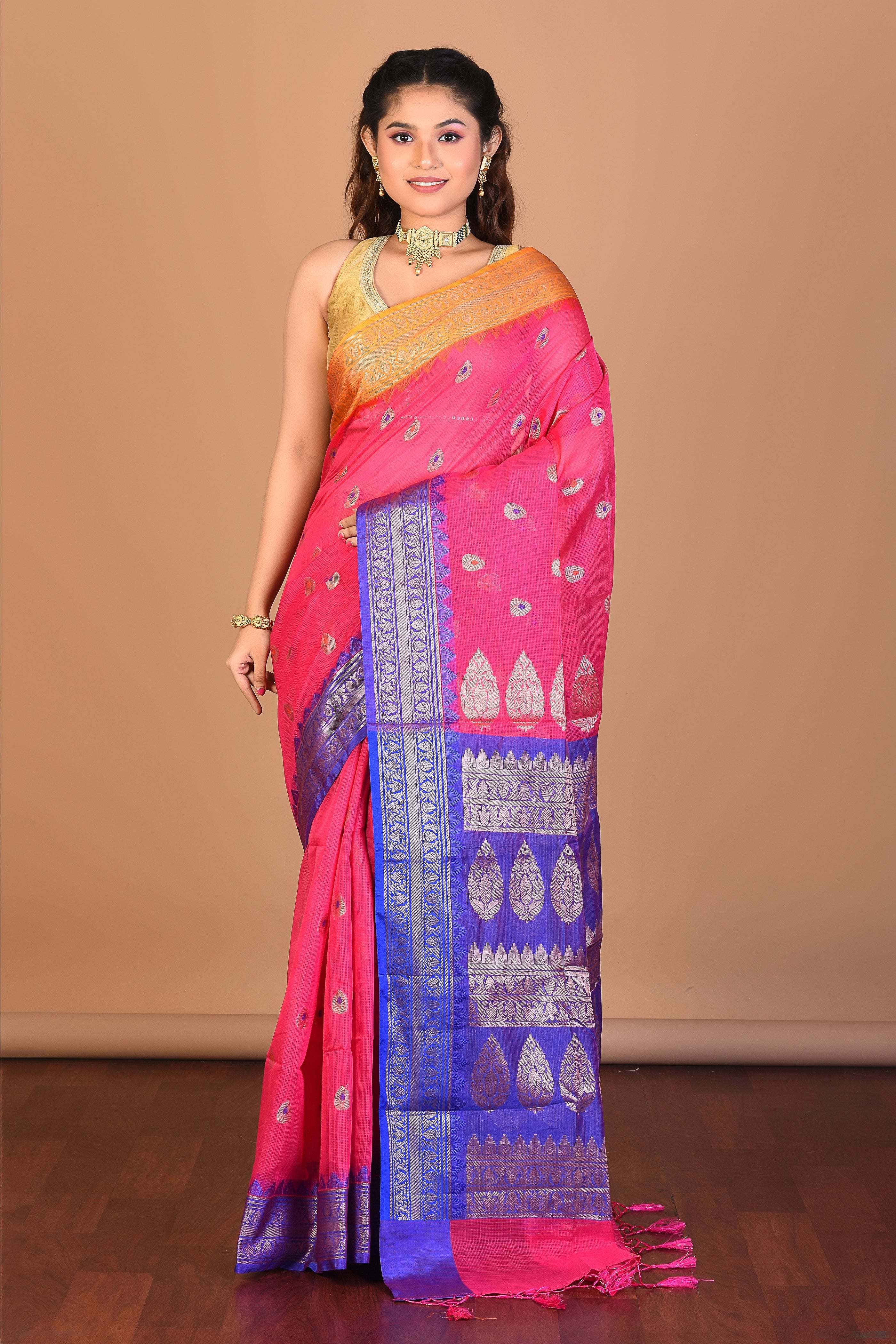 Pink Blended Art Silk Saree with Blouse Piece - Keya Seth Exclusive