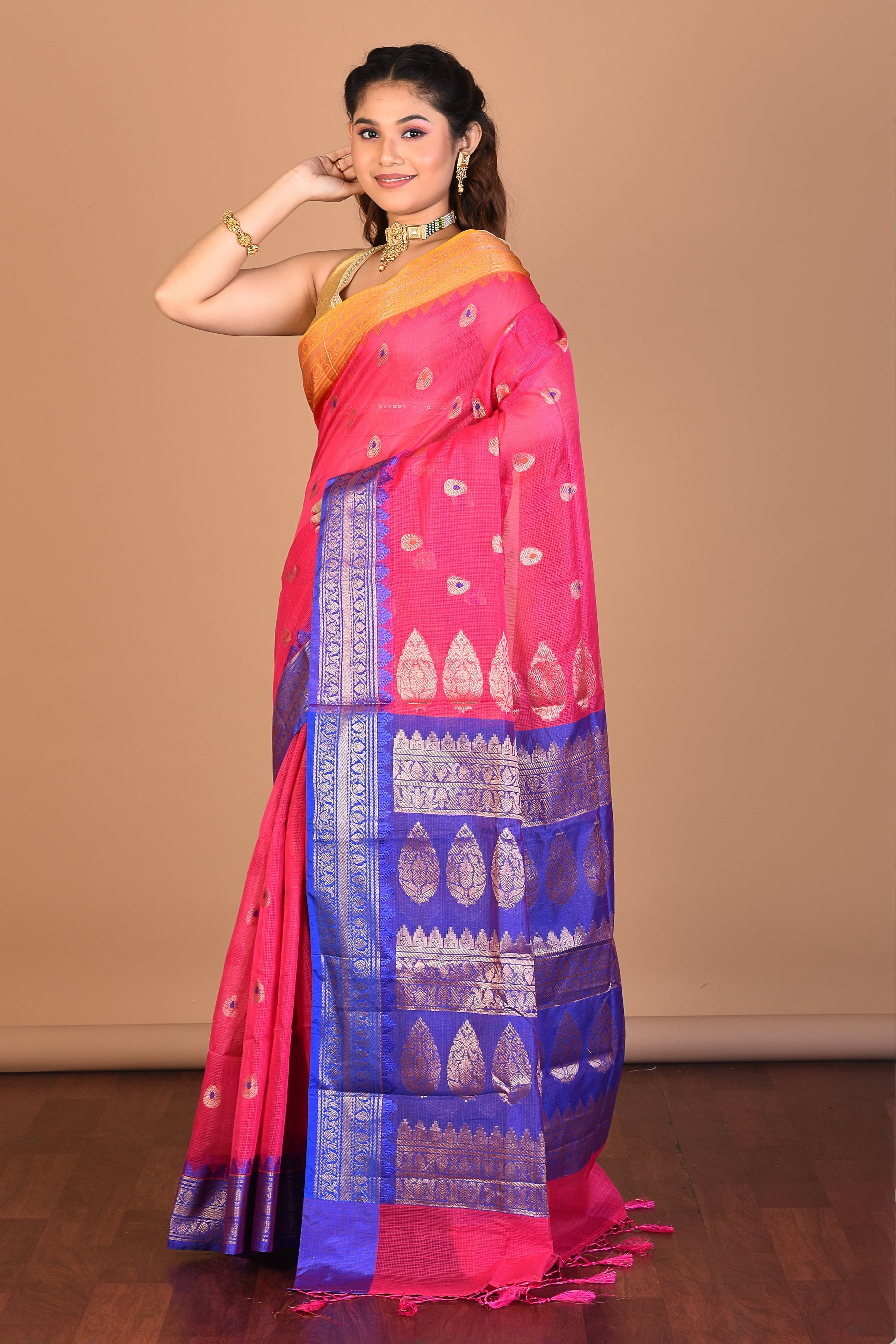 Pink Blended Art Silk Saree with Blouse Piece - Keya Seth Exclusive