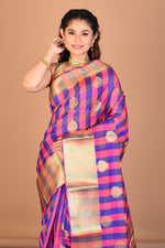 Load image into Gallery viewer, Pink and Blue Blended Art Silk Saree with Blouse Piece - Keya Seth Exclusive
