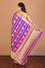 Load image into Gallery viewer, Pink and Blue Blended Art Silk Saree with Blouse Piece - Keya Seth Exclusive
