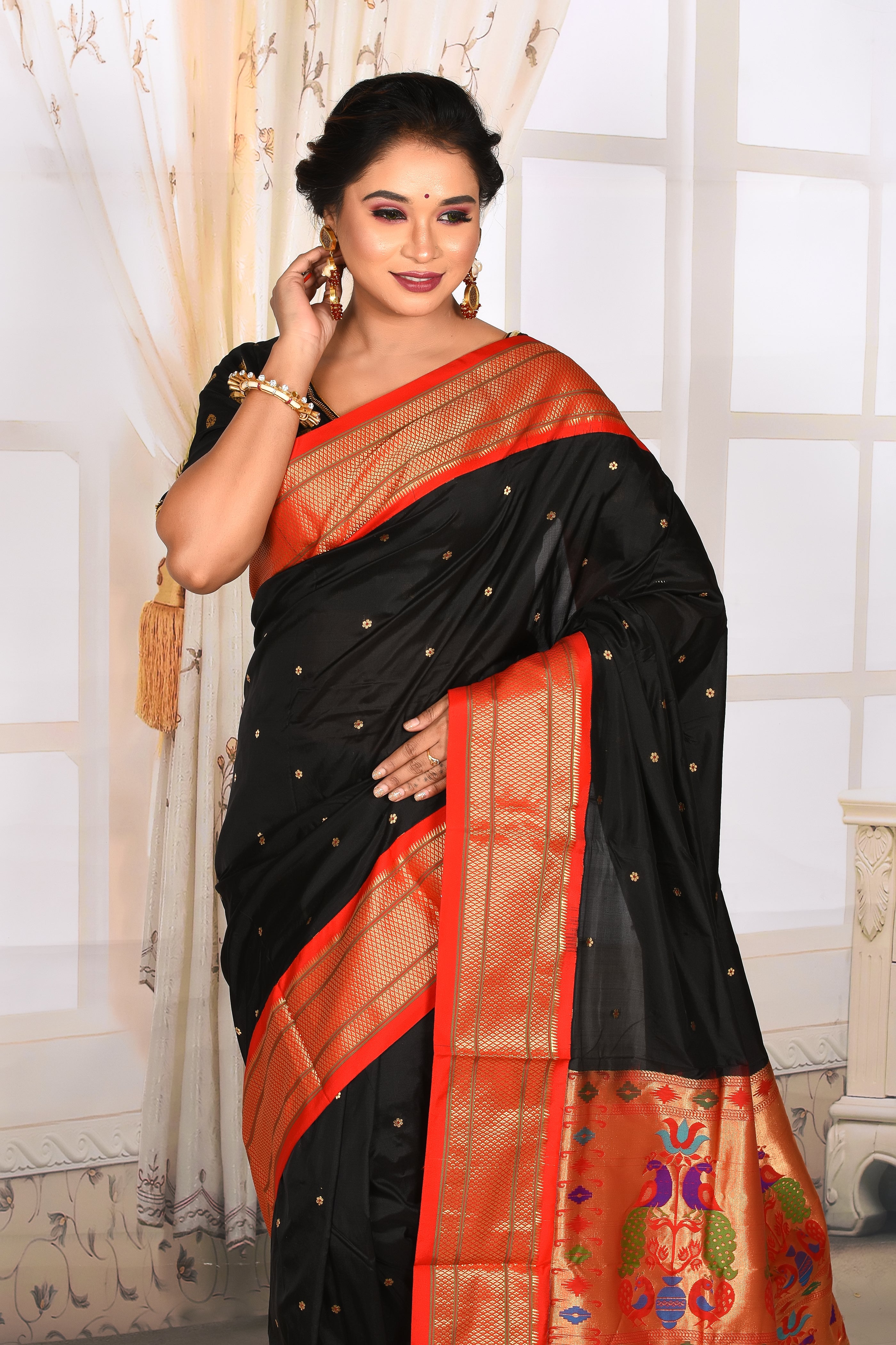 Glazy Black Pure Paithani Saree - Keya Seth Exclusive