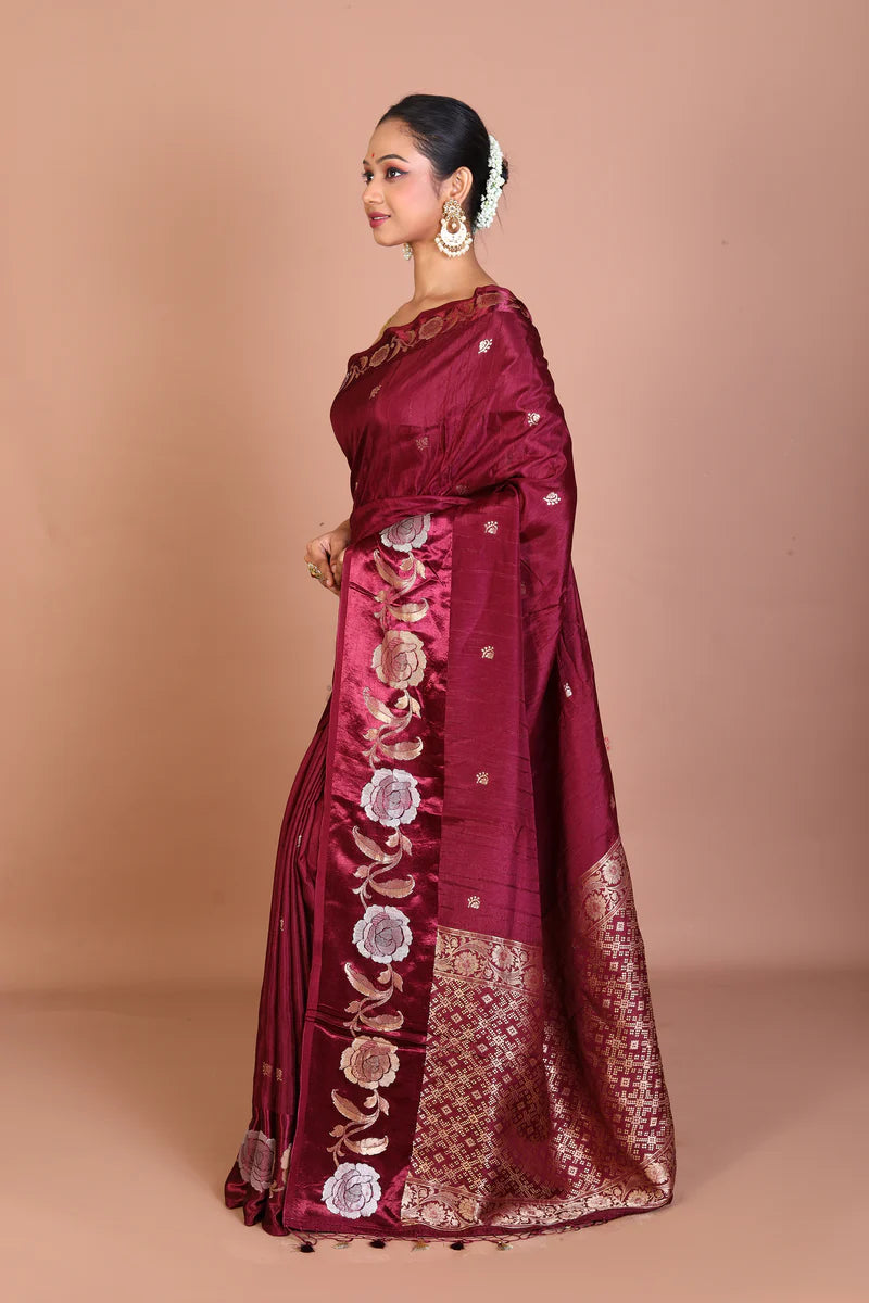 Wine Art Silk Saree - Keya Seth Exclusive