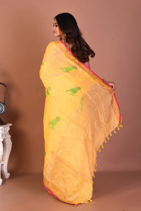 Yellow Soft Blended Handloom Saree - Keya Seth Exclusive