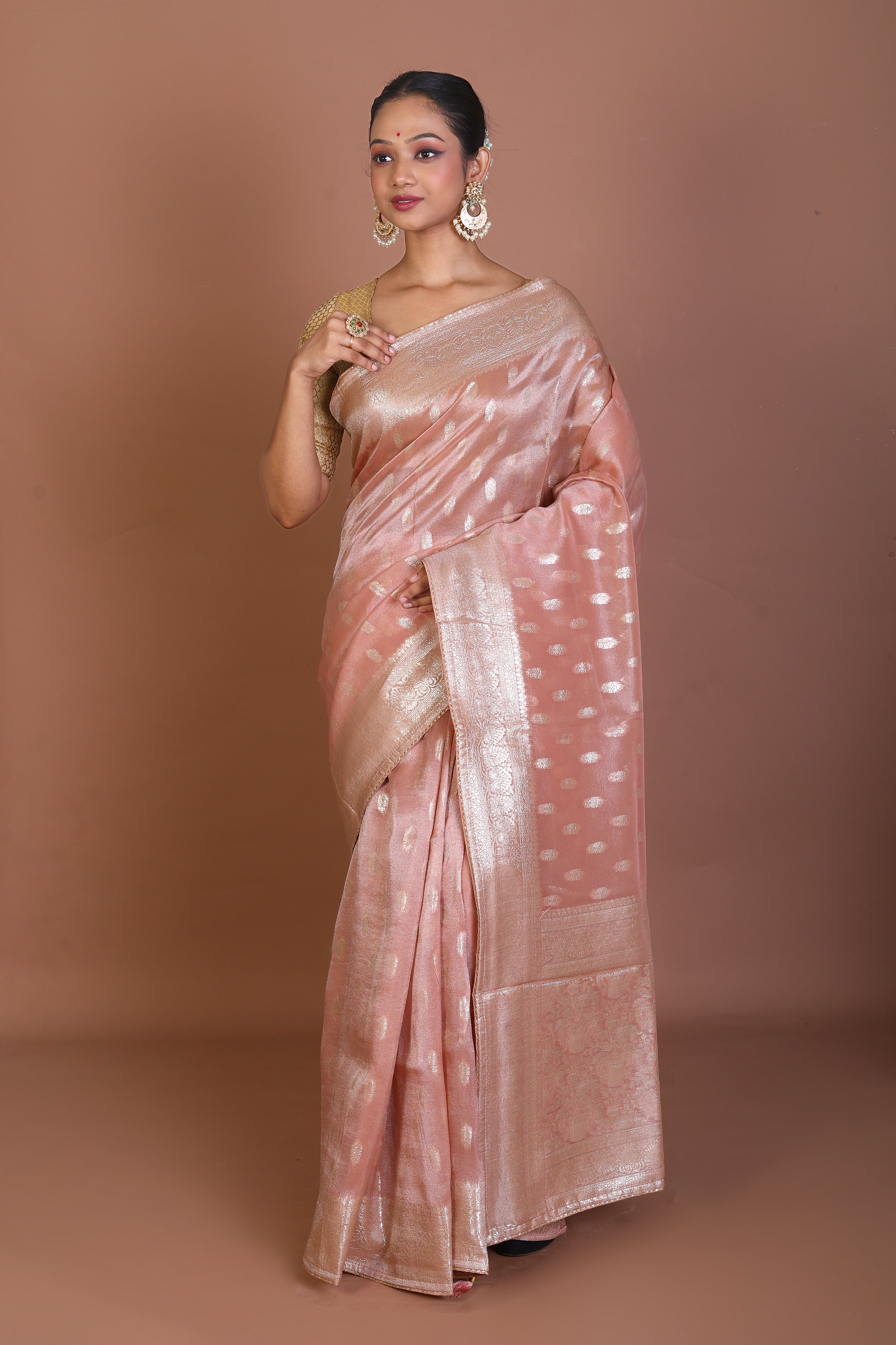 Peach Blended Khaddi Saree - Keya Seth Exclusive