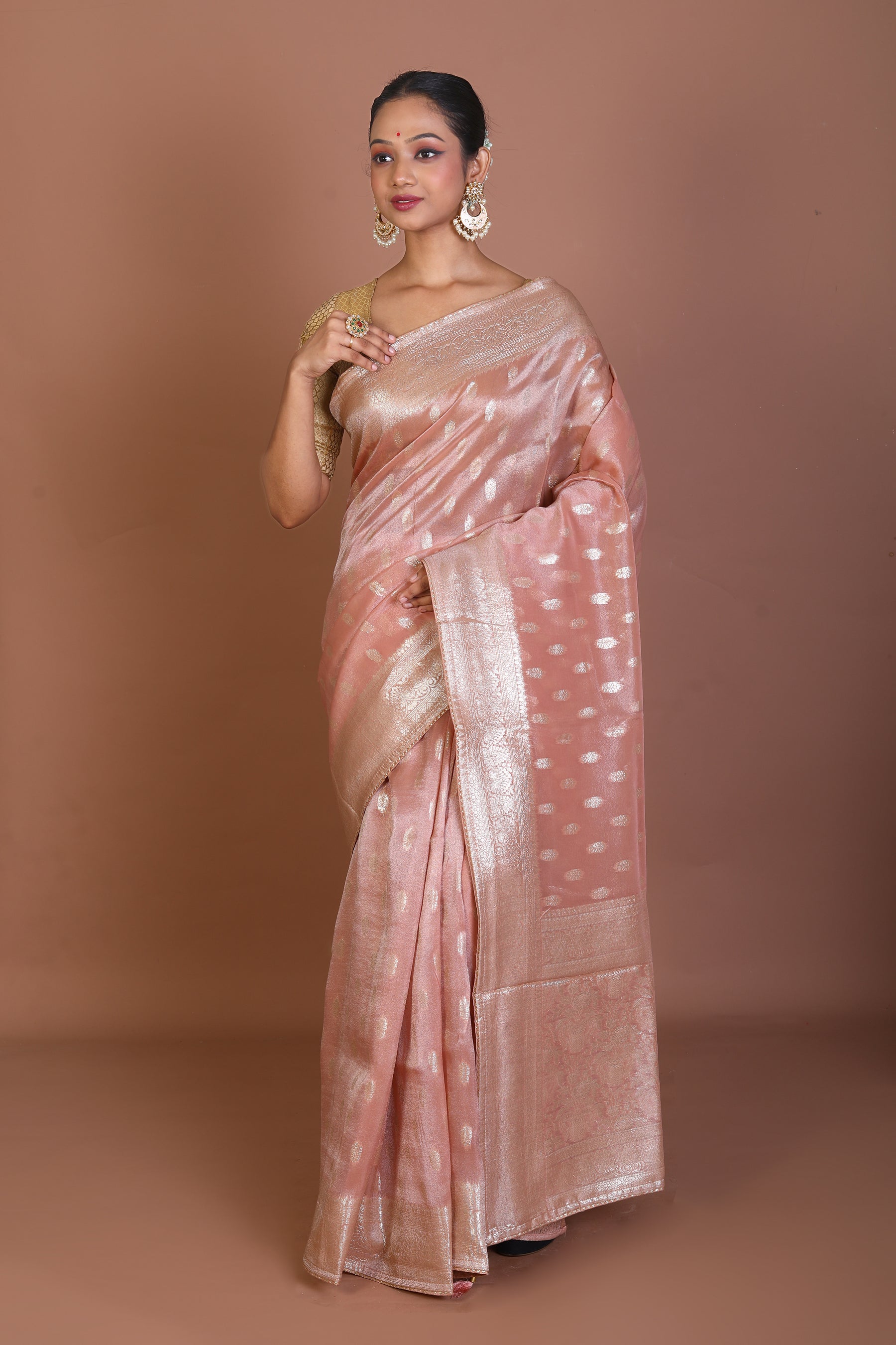 Peach Blended Khaddi Saree - Keya Seth Exclusive