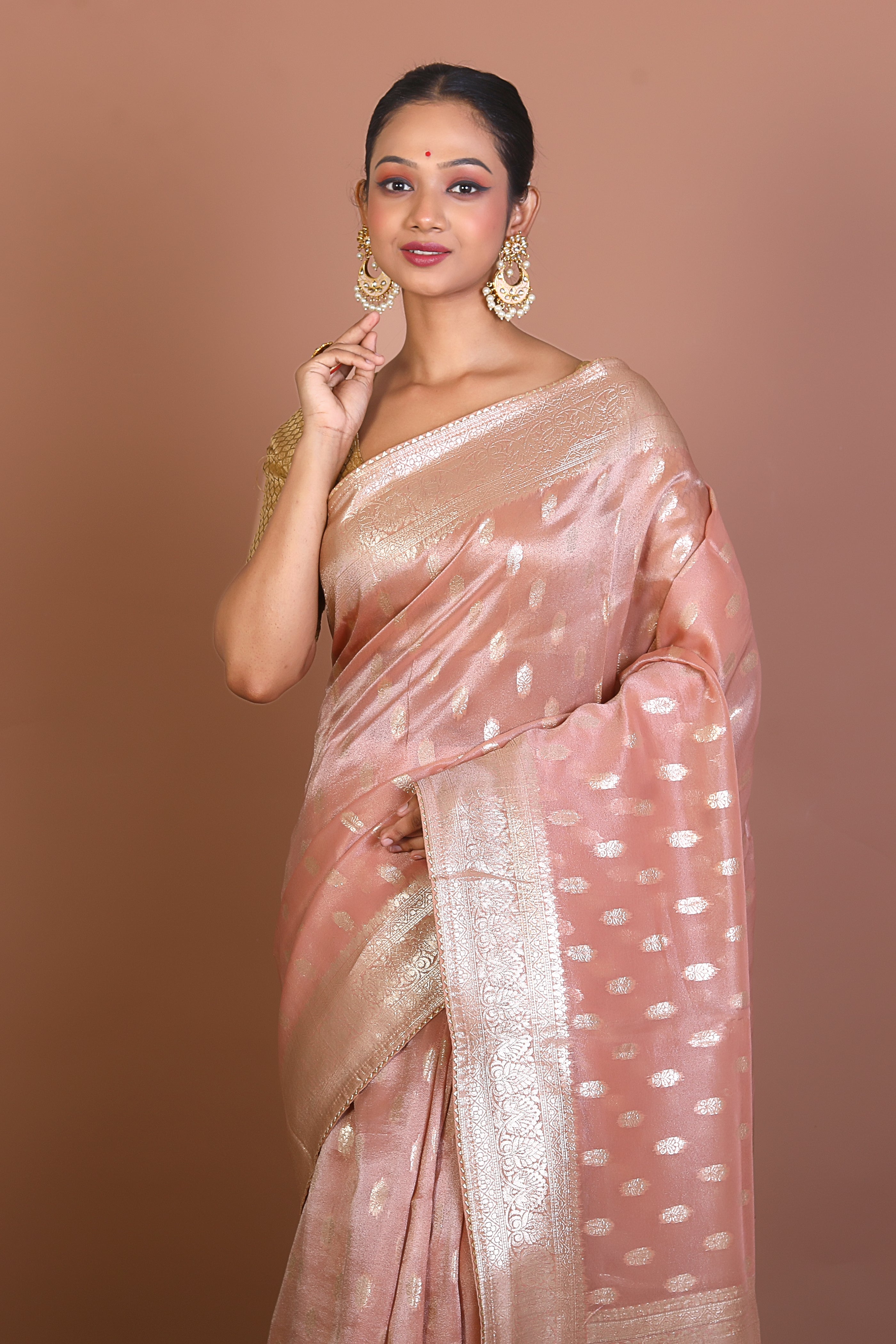 Peach Blended Khaddi Saree - Keya Seth Exclusive
