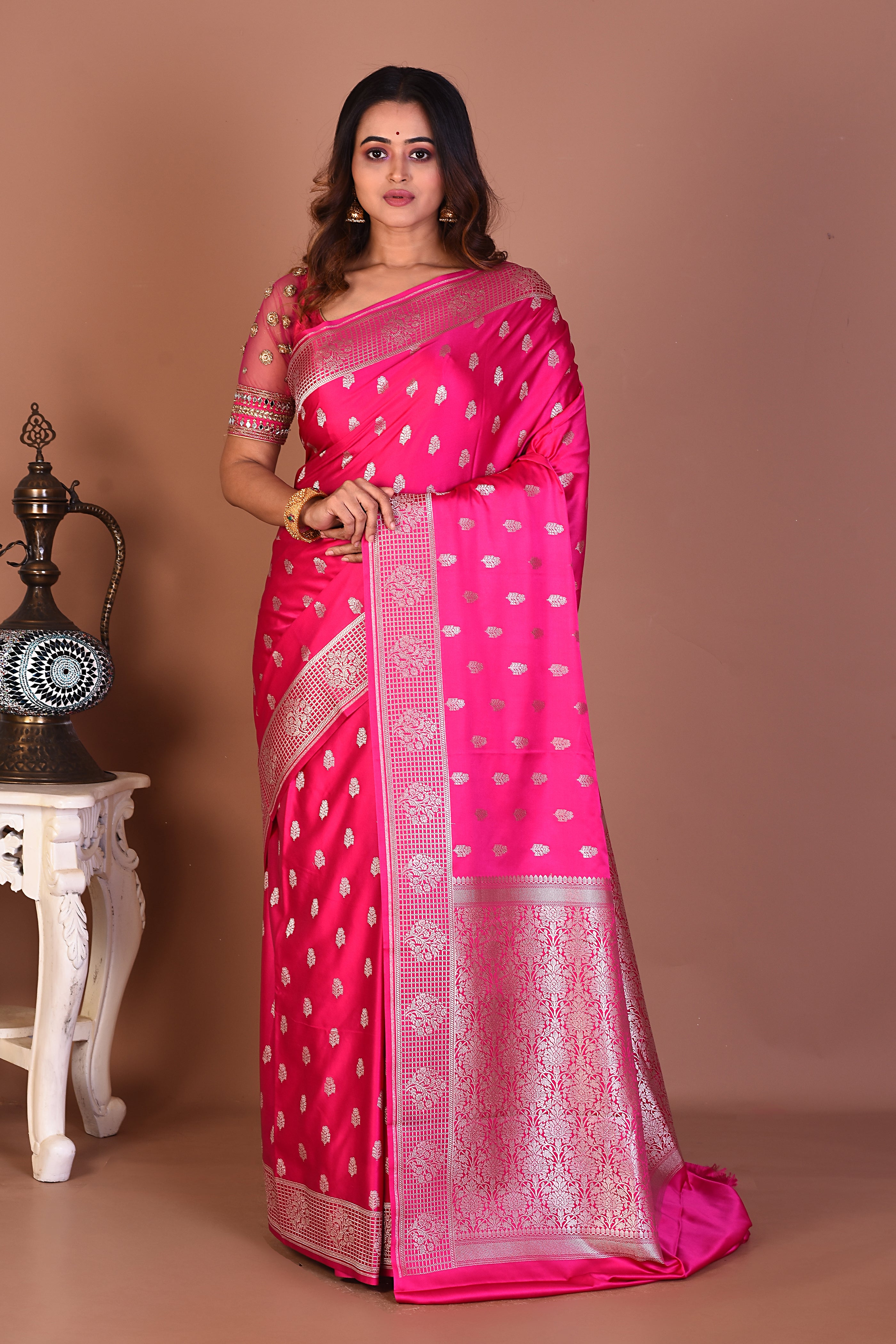 Pink Blended Mashru Silk Saree - Keya Seth Exclusive