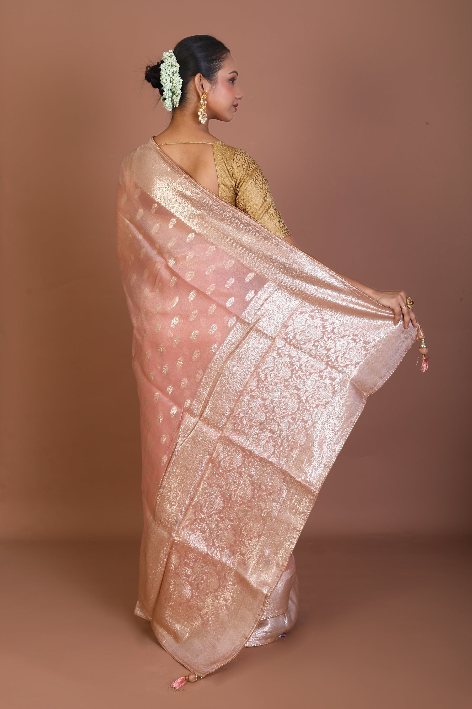 Peach Blended Khaddi Saree - Keya Seth Exclusive