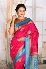 Load image into Gallery viewer, Shiny Bright Pink Dupion Silk Saree - Keya Seth Exclusive
