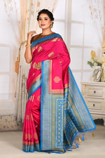 Load image into Gallery viewer, Shiny Bright Pink Dupion Silk Saree - Keya Seth Exclusive
