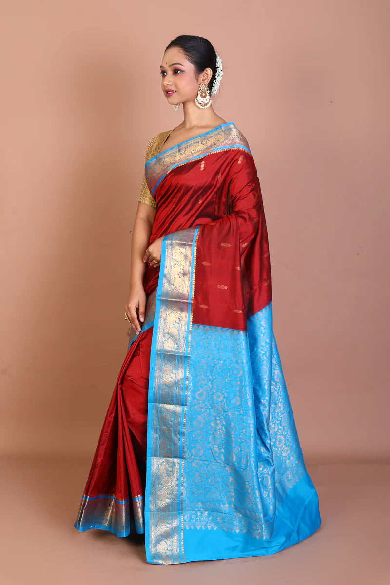 Maroon Blended Kanjivaram Saree - Keya Seth Exclusive