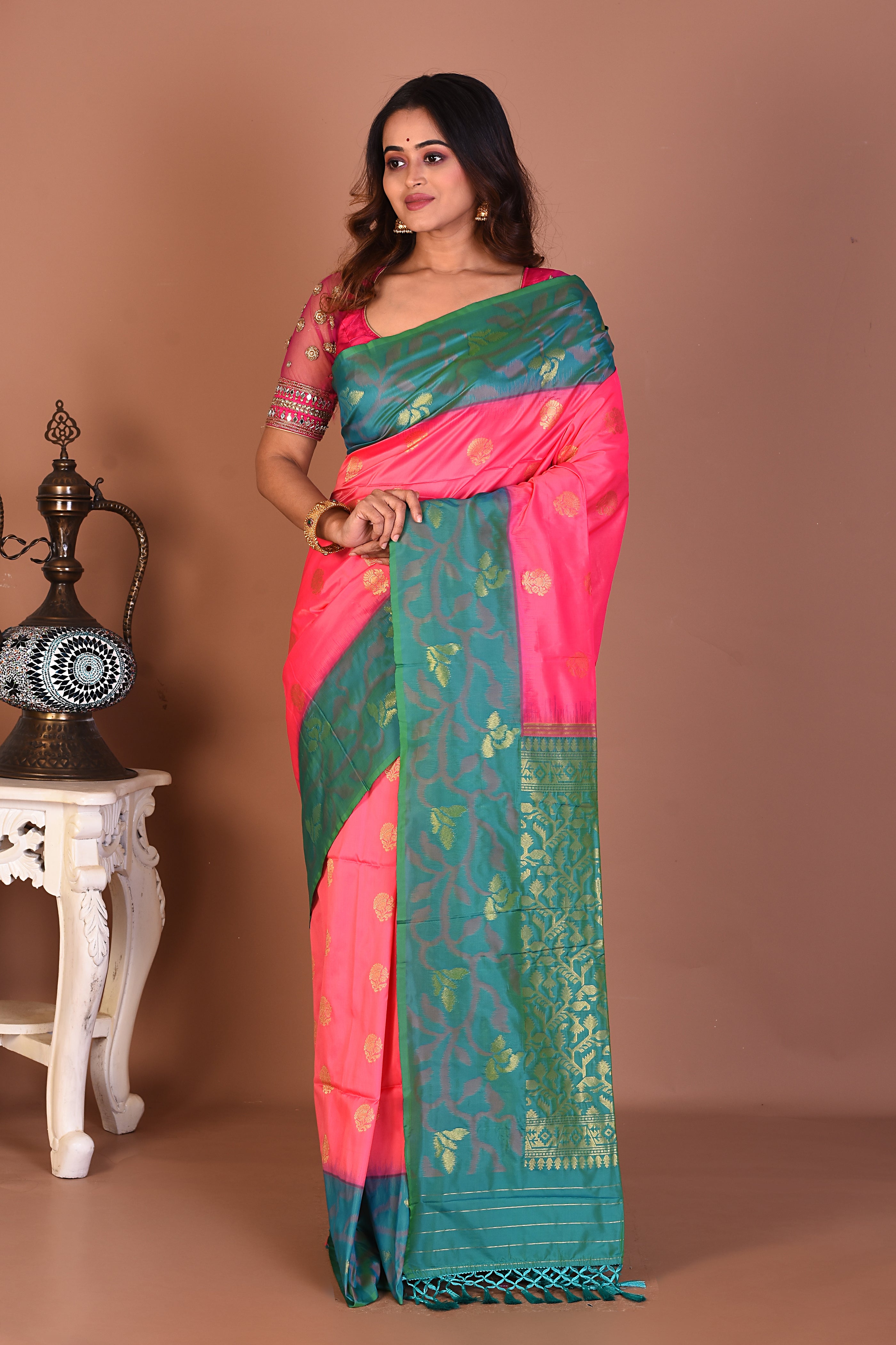 Pink Blended Soft Mashru Silk Saree - Keya Seth Exclusive