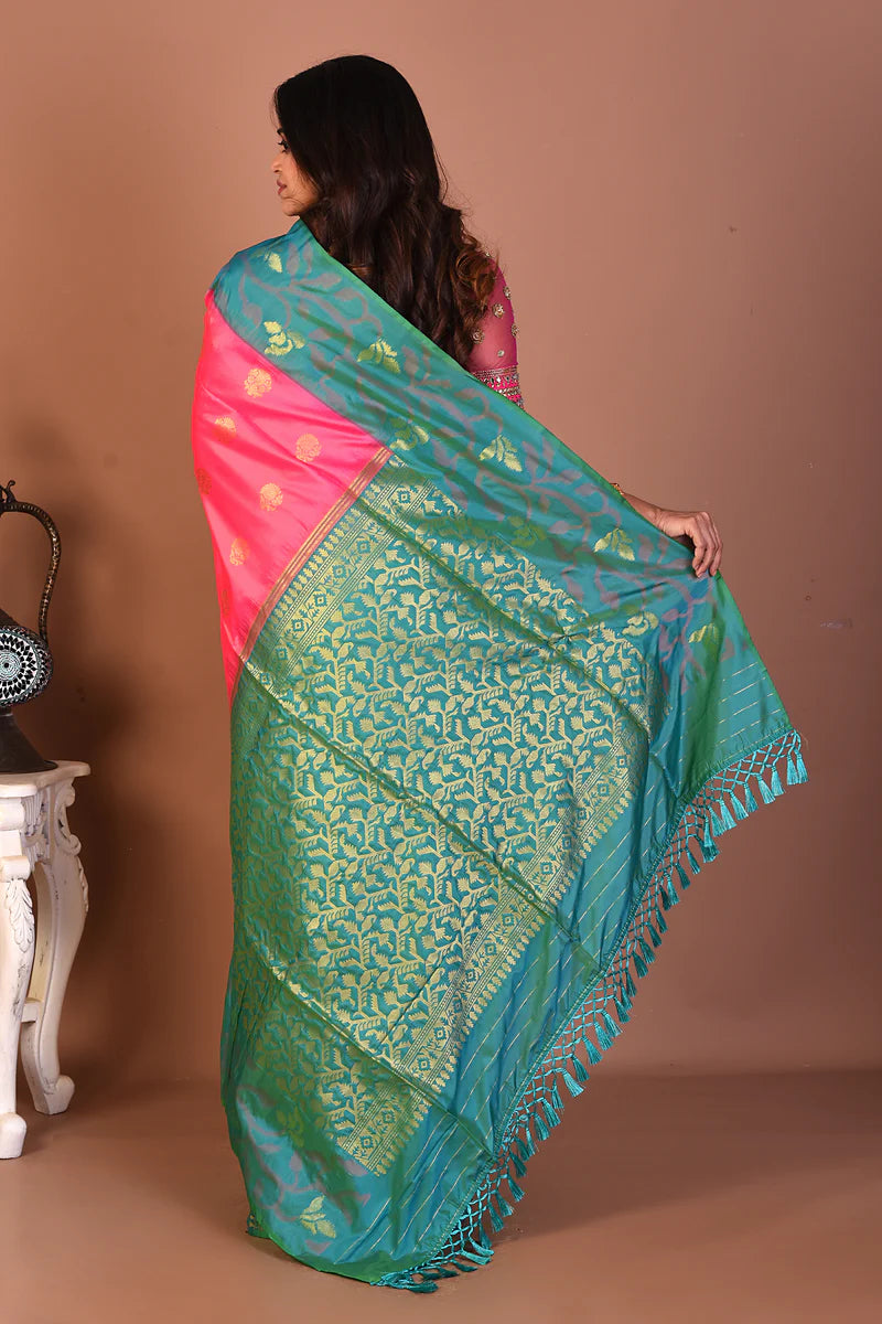 Pink Blended Soft Mashru Silk Saree - Keya Seth Exclusive