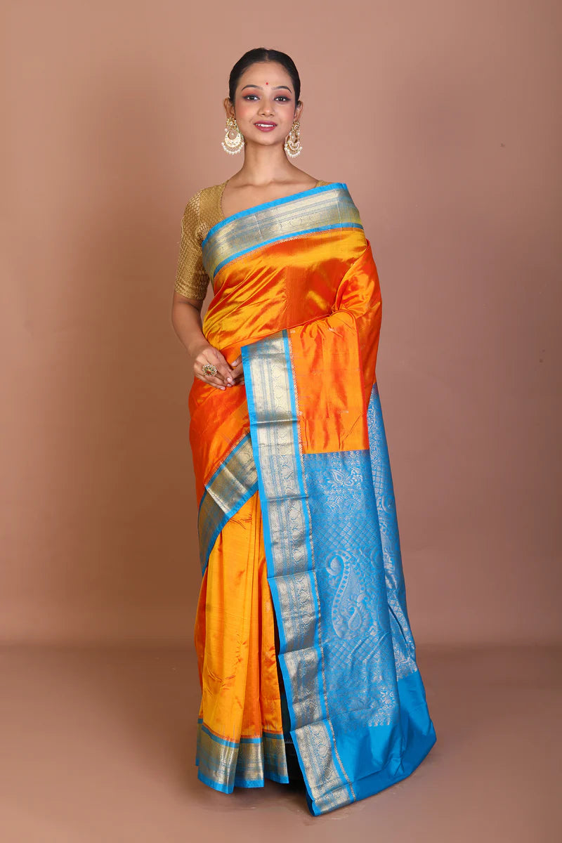 Mustard Blended Kanjivaram Saree - Keya Seth Exclusive